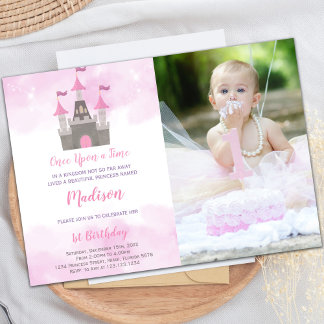 Rosa Burg Princess Einladung zum Geburtstag