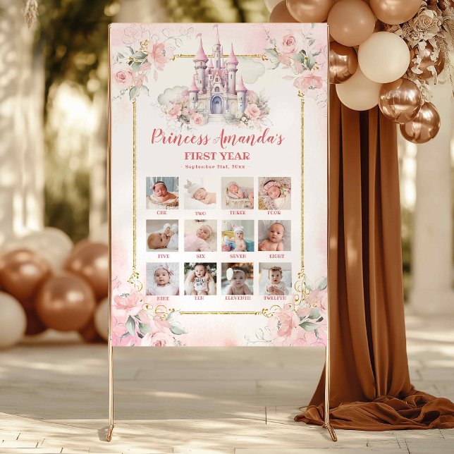 Rosa Burg Prinzessin Erstes Jahr Foto Collage Post Poster (Von Creator hochgeladen)