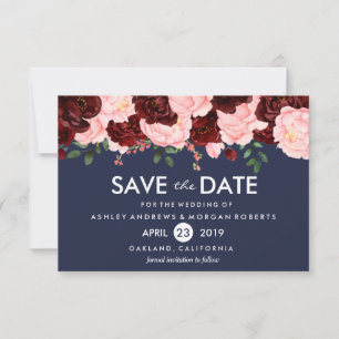 Rosa Burgund Blume Hochzeit der Marine speichern d Save The Date