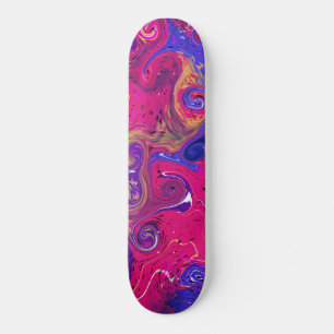 Rosa, Burgund, Lila, schweißes Marmorwasser Kunst Skateboard