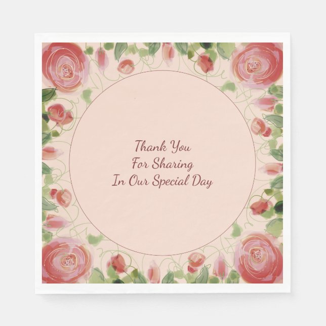 Rosa Burgund und Grün Serviette (Vorderseite)