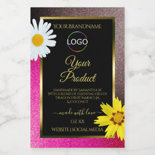 Rosa Burgunder Glitter Schwarz Produktetiketten Lo Lebensmitteletikett