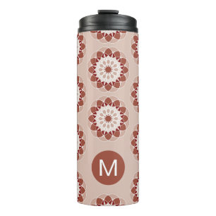Rosa-burgunderfarbenes florales Mandala-Muster-Mon Thermosbecher