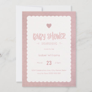 Rosa Burlap Baby Dusche Einladung - Blank Reverse