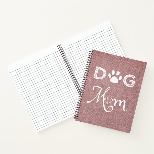 Rosa Burlap Dog Mama Notebook Notizbuch (Innenseite)