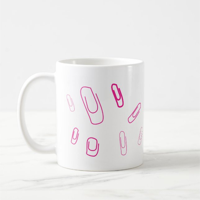 Rosa Büroklammer im Retro-Design  Kaffeetasse (Links)