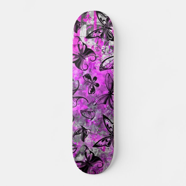 Rosa Butterfly Graffiti Skateboard (Vorderseite)