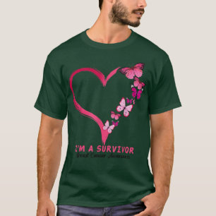 Rosa Butterfly Herz Ich bin ein Überlebender Brust T-Shirt