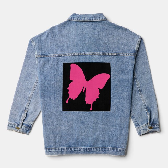 Rosa Butterfly Jeansjacke (Rückseite)