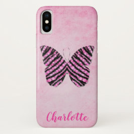 Rosa Butterfly Name Monogram Case-Mate iPhone Hülle