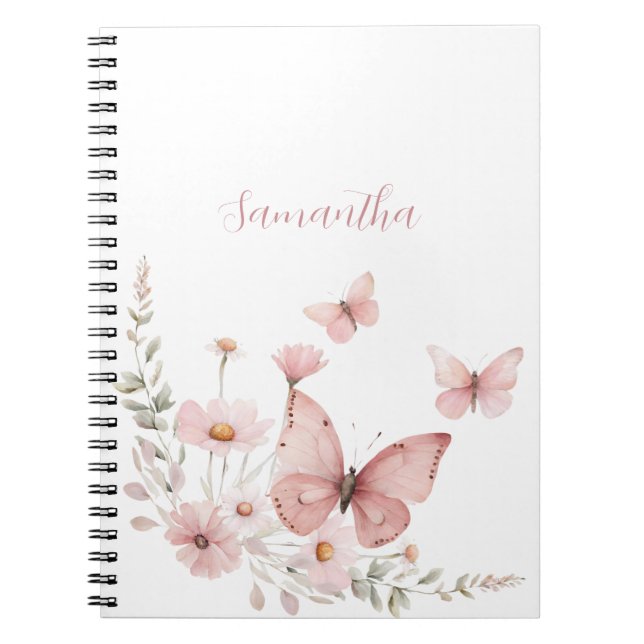 Rosa Butterfly Personalisiert Notizblock (Vorderseite)