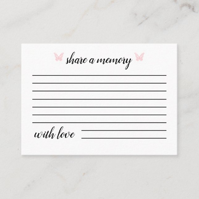 Rosa Butterfly | Speicherkarten freigeben Visitenkarte (Vorderseite)