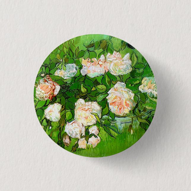 Rosa-Button von Van Gogh Button (Vorderseite)