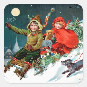 Rosa C. Petherick: Weihnachts-Shopping Quadratischer Aufkleber