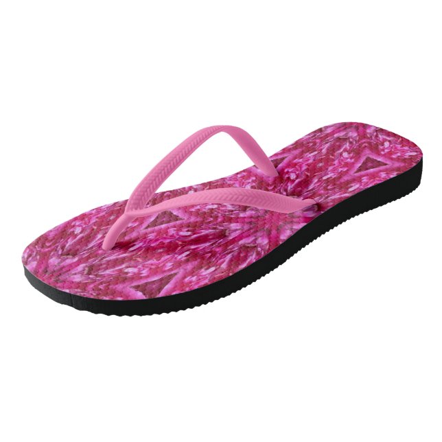 Rosa Cabbage Rose Dreiecke 5072 Flip Flops (Schrägansicht)