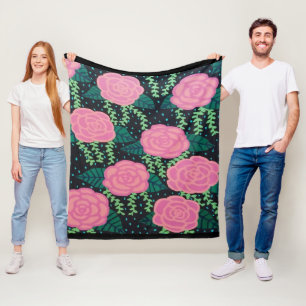 Rosa Cabbage-Rose Fleecedecke