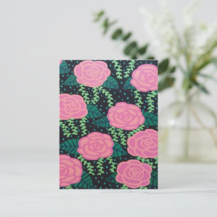 Rosa Cabbage-Rose Postkarte