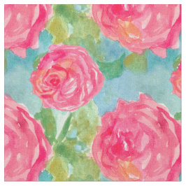 Rosa Cabbage Rose Wasserfarben Blume Kunst, Dichtu Stoff