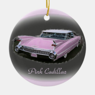 Rosa Cadillac-Blitz Keramik Ornament