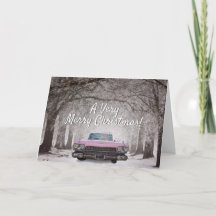 Rosa Cadillac Klassiker Vintage Auto Weihnachten
