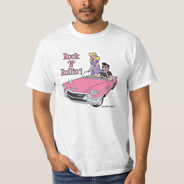 Rosa Cadillac mit Schmierer-u. Freundin-T - Shirt (Vorderseite)