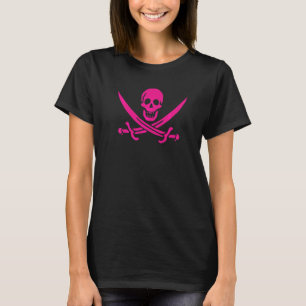 Rosa Calico Jack Piratenflagge Jolly Roger Grafik T-Shirt