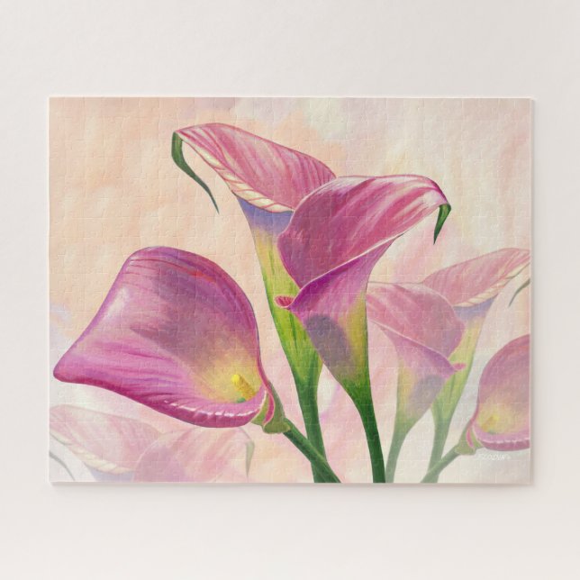 Rosa Calla-Blumen, Acrylmalerei Puzzle (Horizontal)