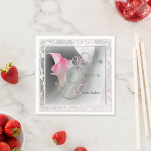 Rosa Calla-Lilien Hochzeitspapier Servietten