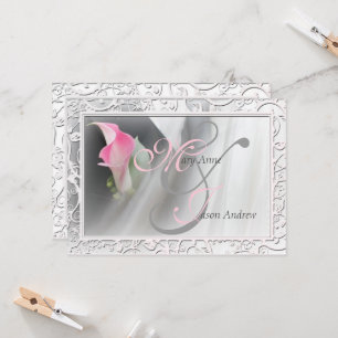 Rosa Calla Lily Blühte Rahmen Hochzeit Einladung