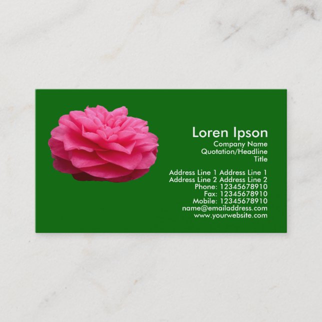 Rosa Camelia - grün grasgrün Visitenkarte (Vorderseite)