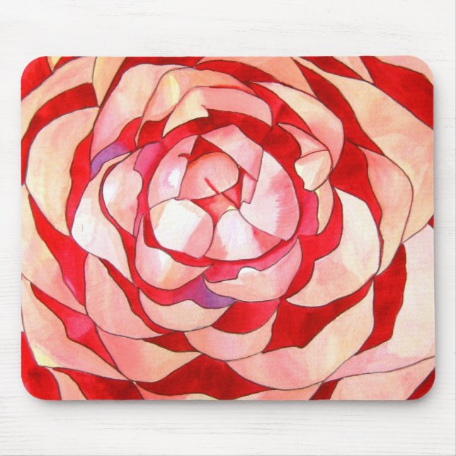 Rosa Camellier Blume Design Mousepad (Vorne)