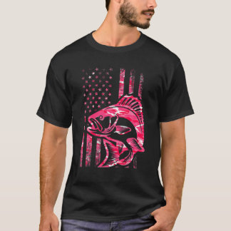 Rosa Camouflage - Amerikanische Flagge T-Shirt
