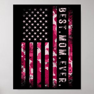 Rosa Camouflage Beste Mama je Muttertag Usa Fla Poster