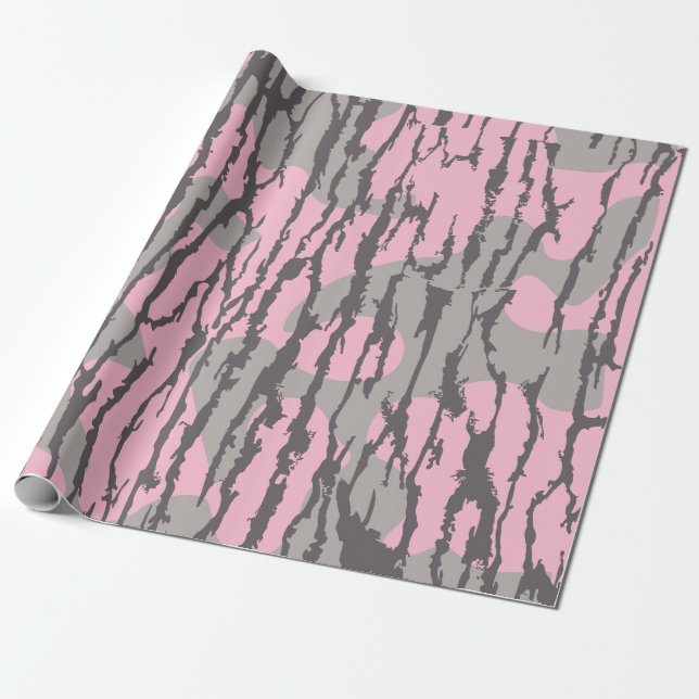 Rosa Camouflage Bottomland Girls Botlandschaft Cam Geschenkpapier (Ungerollt)