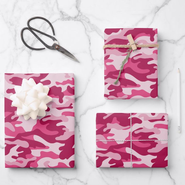 Rosa Camouflage Camouflage Geschenkpapier Set (Vorderseite)