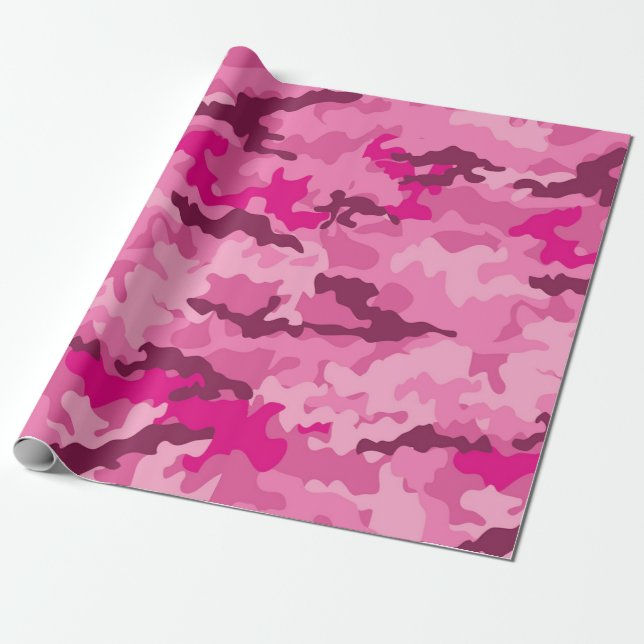 Rosa Camouflage Camouflage Girly Feminine Geschenkpapier (Ungerollt)