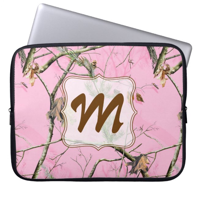 Rosa Camouflage Camouflage Hunt Monogram 15" Lapto Laptopschutzhülle (Vorderseite)