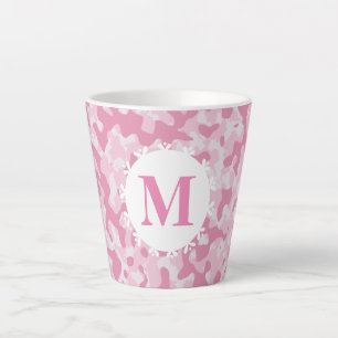 Rosa Camouflage Camouflage Monogramm Initial Milchtasse