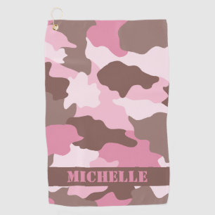 Rosa Camouflage Camouflage Monogramm Name Golfhandtuch