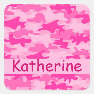 Rosa Camouflage Camouflage Name Personalisiert Quadratischer Aufkleber