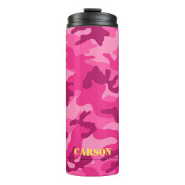 Rosa Camouflage Gelber Name Sportreisen Mod Reisen Thermosbecher