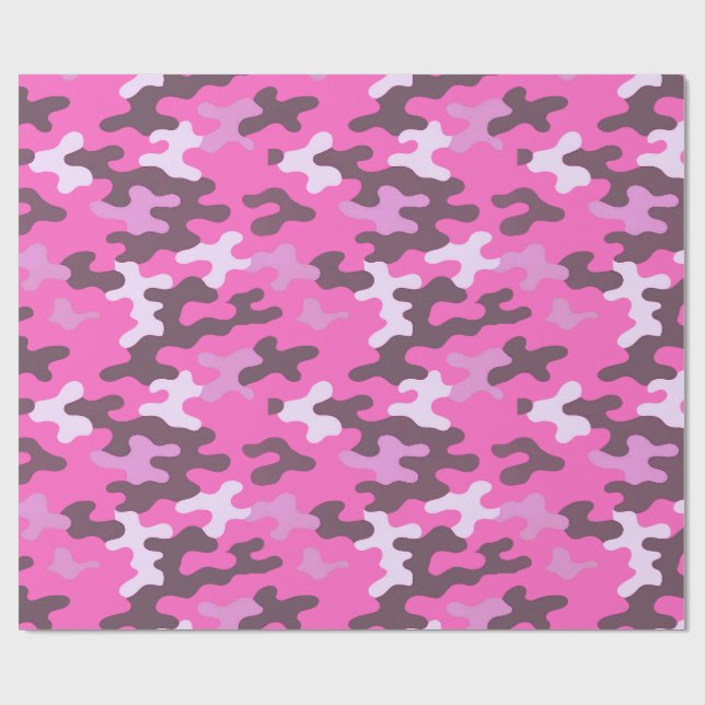 Rosa Camouflage Geschenkpapier (Flach)