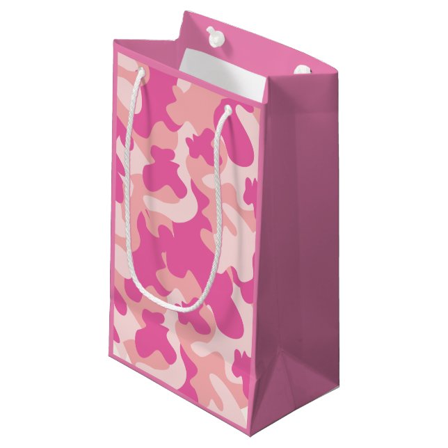 Rosa Camouflage-Girly Geschenk-Tasche Kleine Geschenktüte (Vorderseite Schrägansicht)