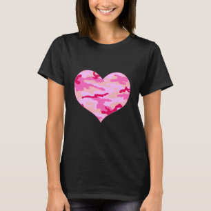 Rosa Camouflage Herz T-Shirt