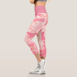 Rosa Camouflage Hoch waisted Capri Leggings
