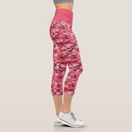 Rosa Camouflage Hochwaisted Capris