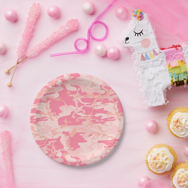 Rosa Camouflage, Militär, Armee Pappteller (Party)