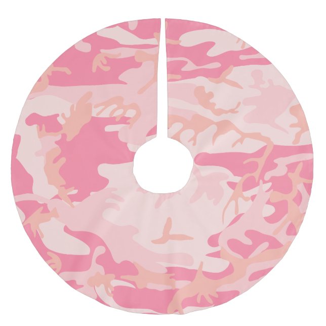 Rosa Camouflage, Militär, Armee Polyester Weihnachtsbaumdecke (Vorderseite)