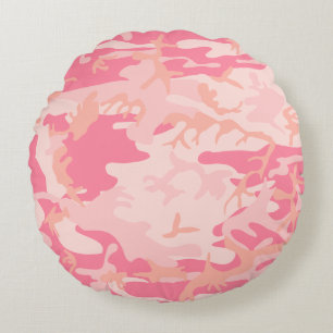 Rosa Camouflage, Militär, Armee Rundes Kissen