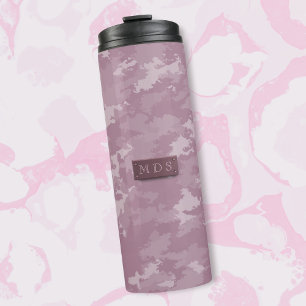 Rosa Camouflage Modernes Camouflage Monogram Elega Thermosbecher